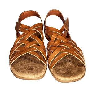 Angel Steps Keri Tan 7M 1" Pump Sandal 7M Women's Shoes Slip On Faux Leather 7.5